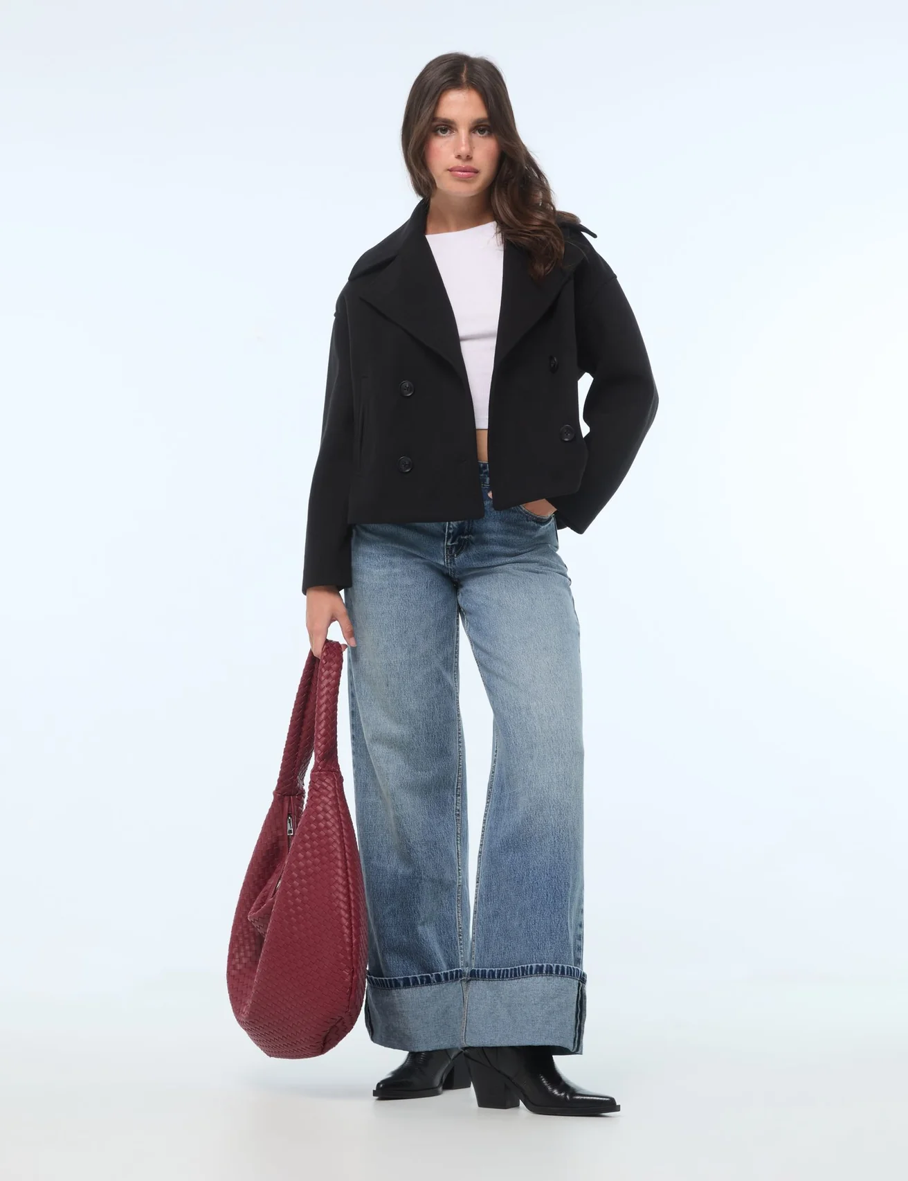 Manteau court coupe trench noir