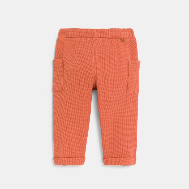 Pantalon coton souple fantaisie terracotta bébé garçon Orange