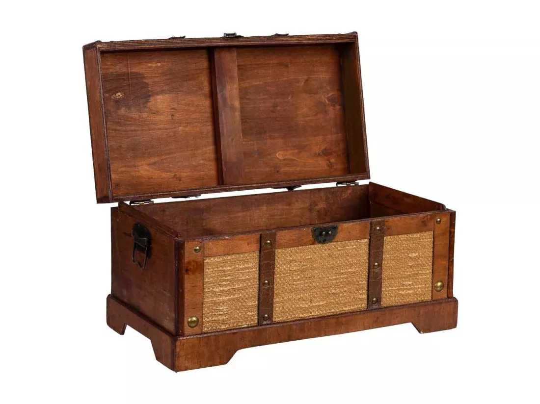 Coffre en bois marron 43x23x22