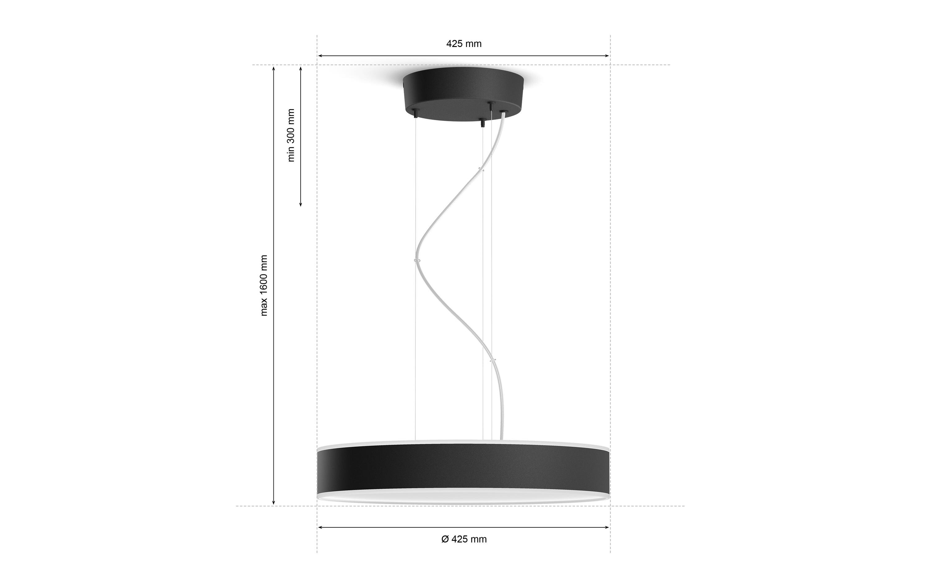 White Amb. Enrave Pendelleuchte schwarz 3300 lm + Dimmer<br>Pendellampe steuerbar mit Philips Hue