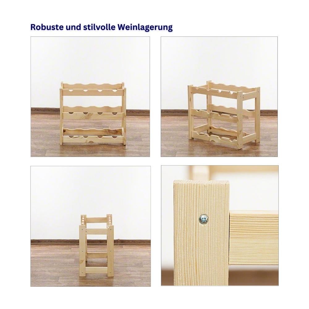 PROREGAL Wijnrek Pinot Vine HxBxD 38 x 43 x 25 cm 12 Flessen Massief grenenhout Bruin Geolied