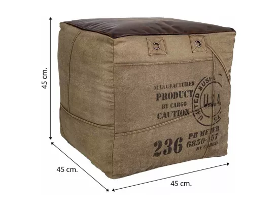Pouf rembourré en cuir 45x45x45h cm