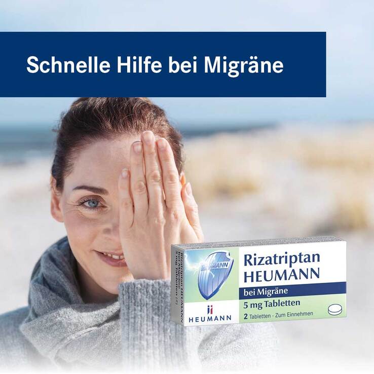 Rizatriptan Heumann bei Migräne 5 mg Tabletten, 2 St