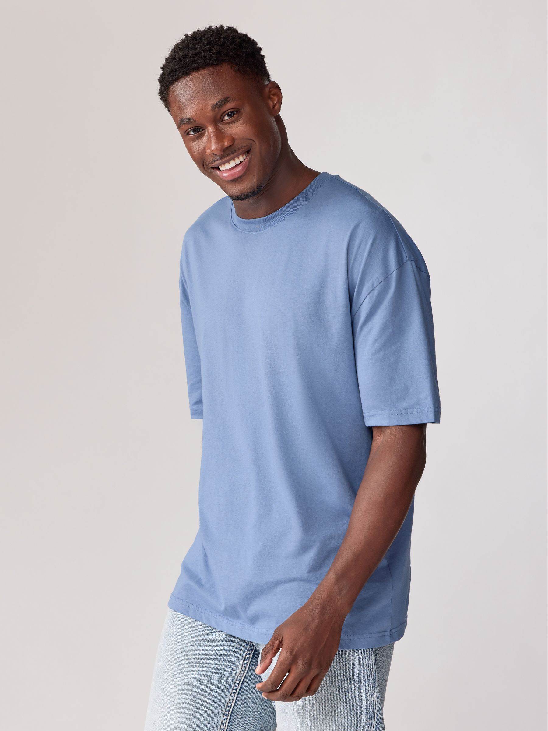 Blauw/Groen/Paars/Naturel - Essential Cotton T-Shirts Relaxed Fit 5 Pack