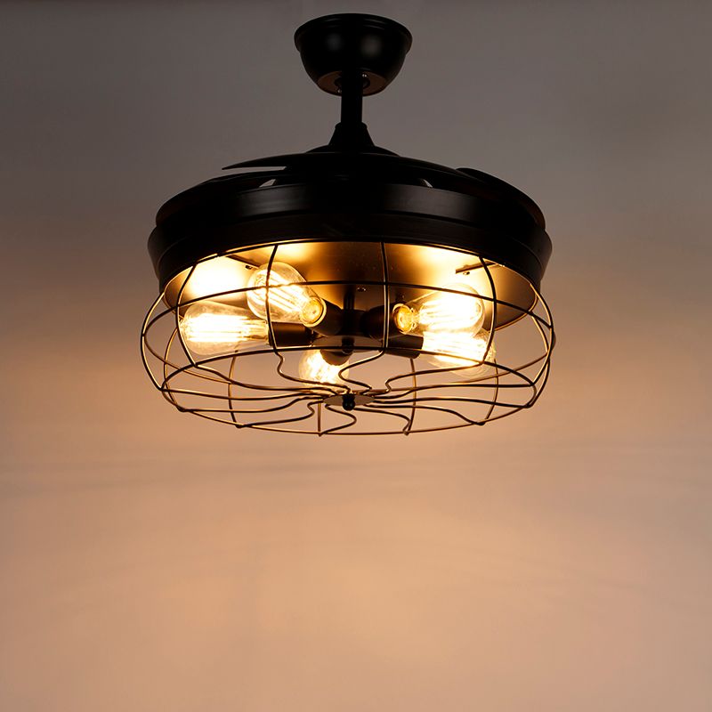 Plafondventilator zwart met inklapbare bladen 107cm 5-lichts met afstandsbediening - Gaiola