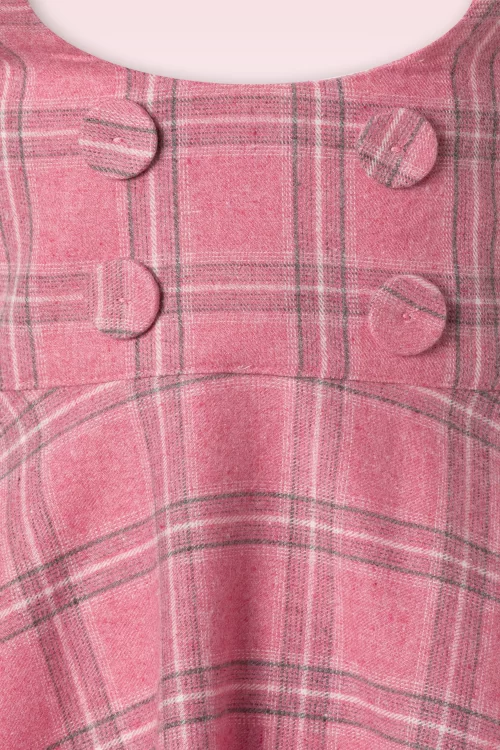 Vixen Plaid pinafore rok in roze