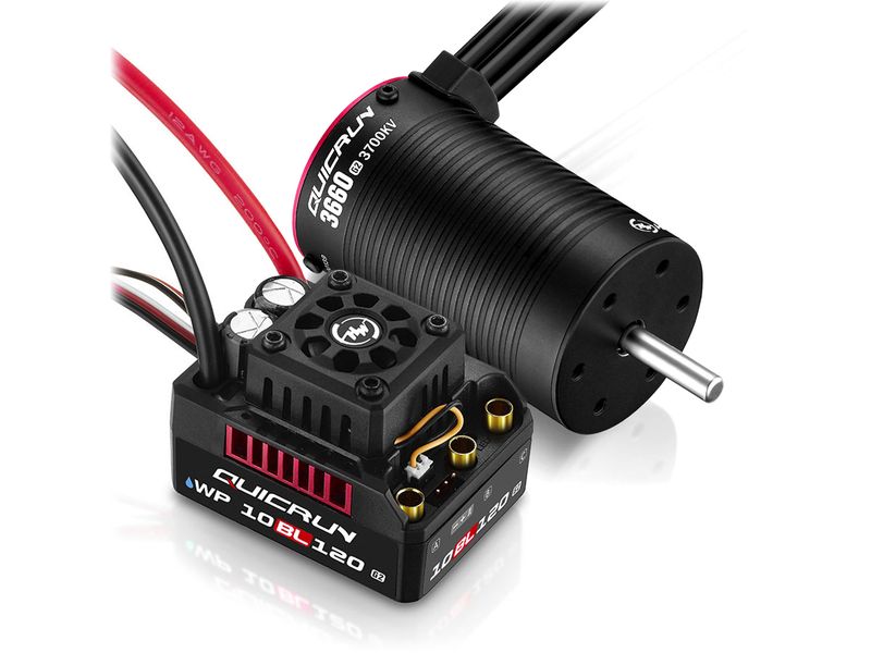 Hobbywing Brushless-Antriebsset WP 10BL120 G2 3660SL-3700KV Set mit Brushless Sensorless Motor und Regler für RC-Fahrzeuge im Massstab 1:10