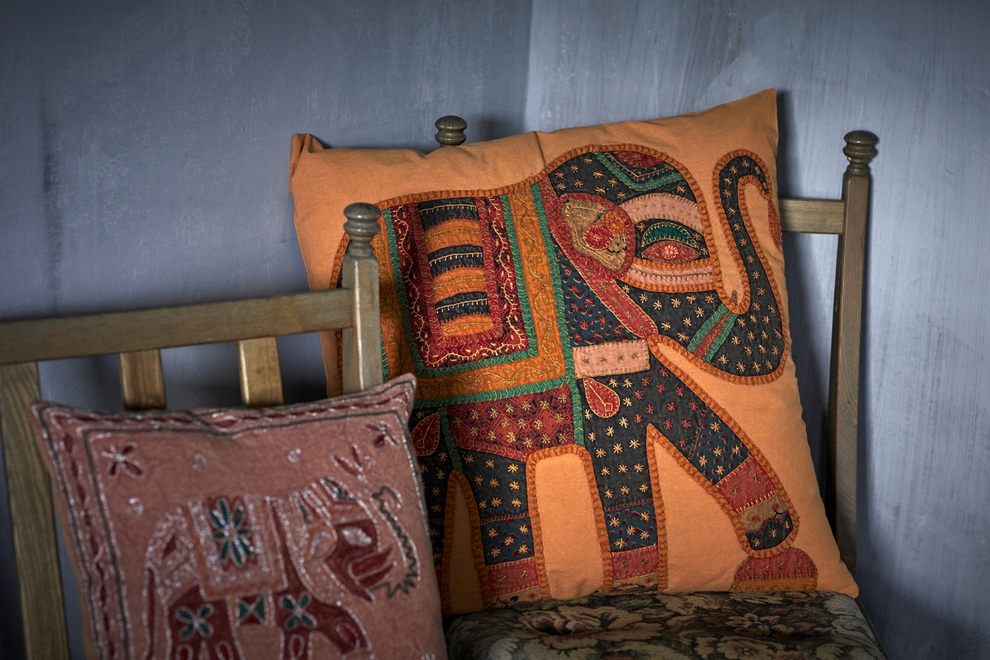 Kissenhülle 'Elefant', orange, L 60 cm, B 60 cm von fischer's lagerhaus
