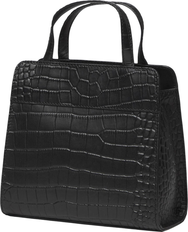 Saddler Mia Shiny silver Black croco