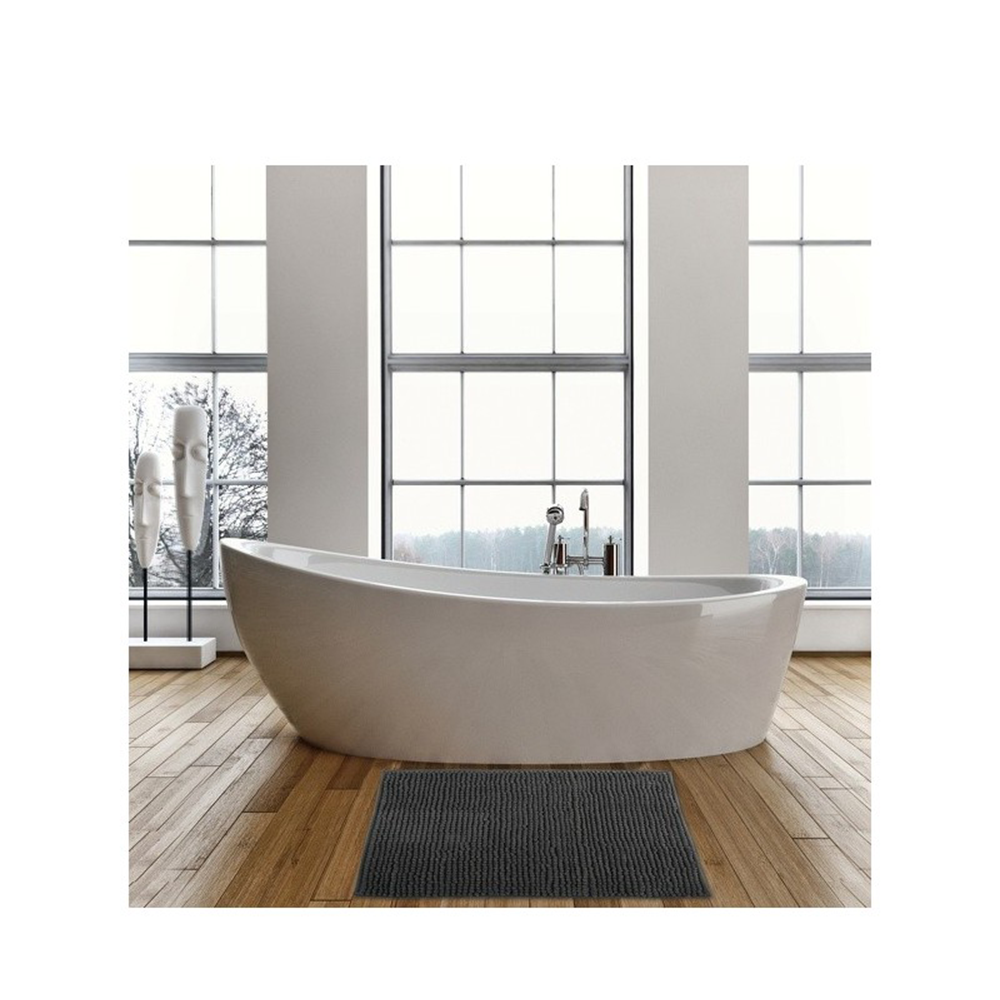 (40x60cm) Chenille Mikrofaser Badteppich Anti-Rutsch Dusch Matte Badewannen Vorleger (141611) - Dunkelgrau