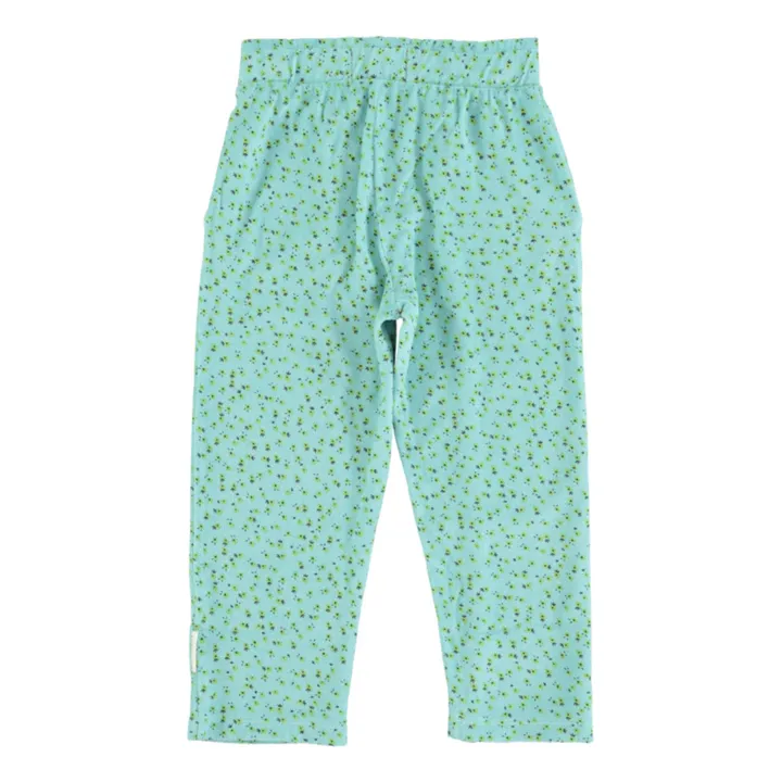 Piupiuchick Pantalon Eponge Fleur Coton Bio | Bleu ciel