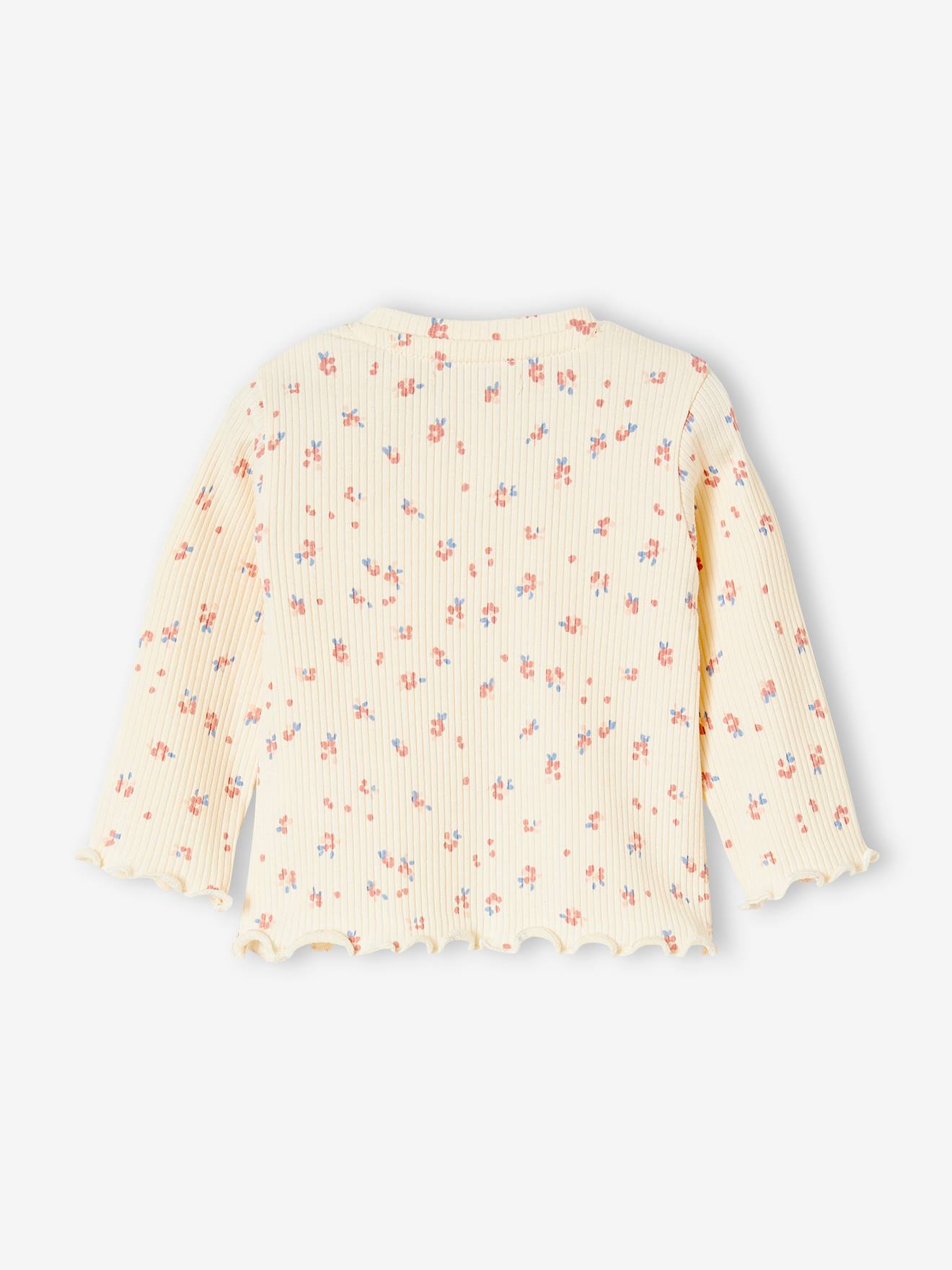 Camiseta de manga comprida canelada para bebê, cor ferrugem