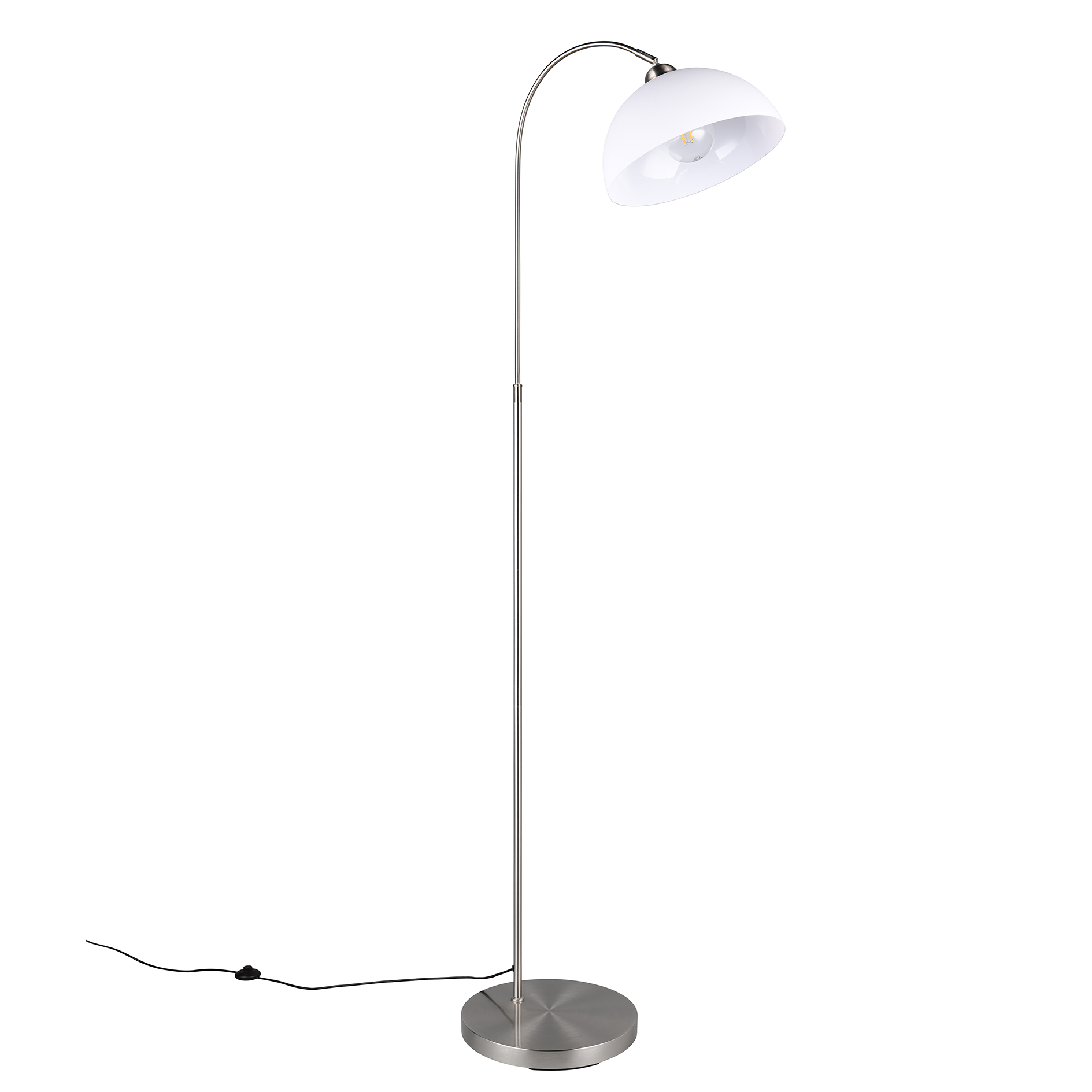 Stehleuchte - Nickel matt - weiß - 170 cm