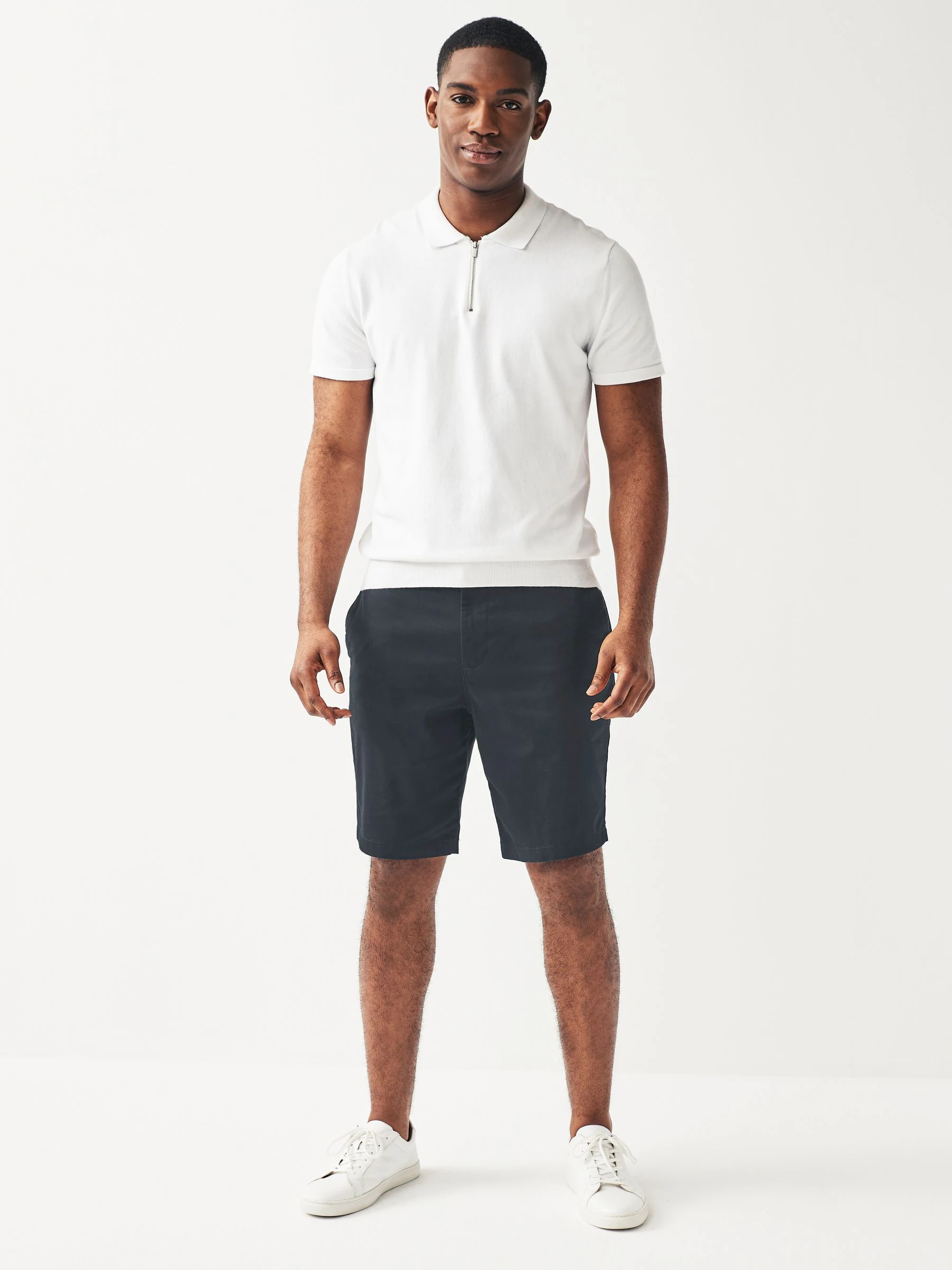 Marineblauw/kiezelkleurig - Slim Fit - Set van 2 chinoshorts met stretch