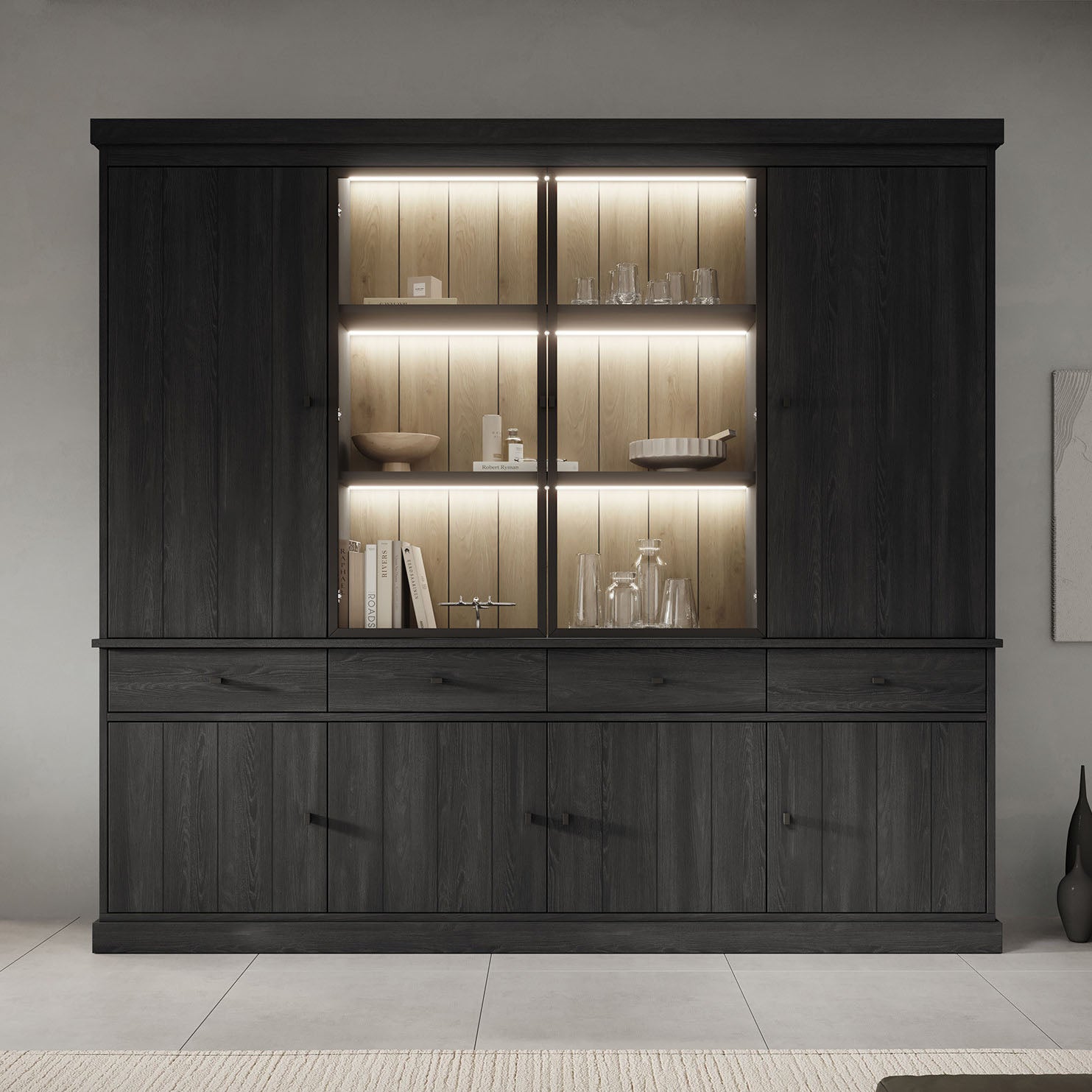 Vince 4 - Buffetkast - Zwart - 240x40x220 cm