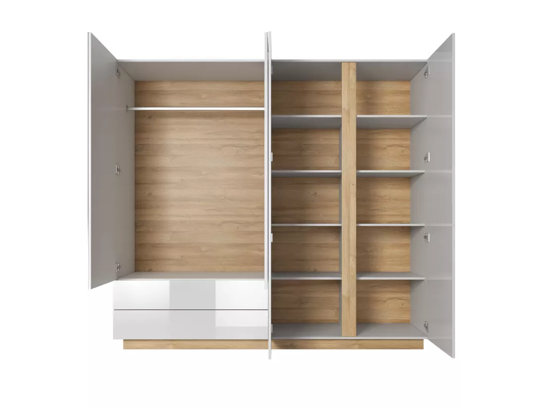 Armoire à portes battantes ARCO LED 220x54x203 Blanc