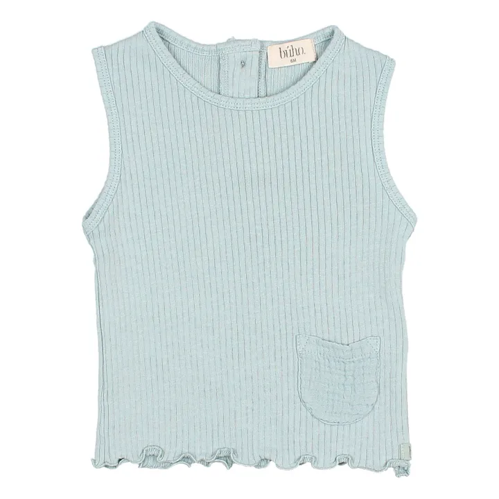 Búho Débardeur Poche Côtelé | Bleu Vert