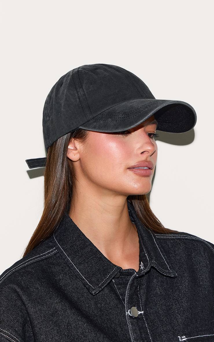 Noir Casquette En Denim Délavé