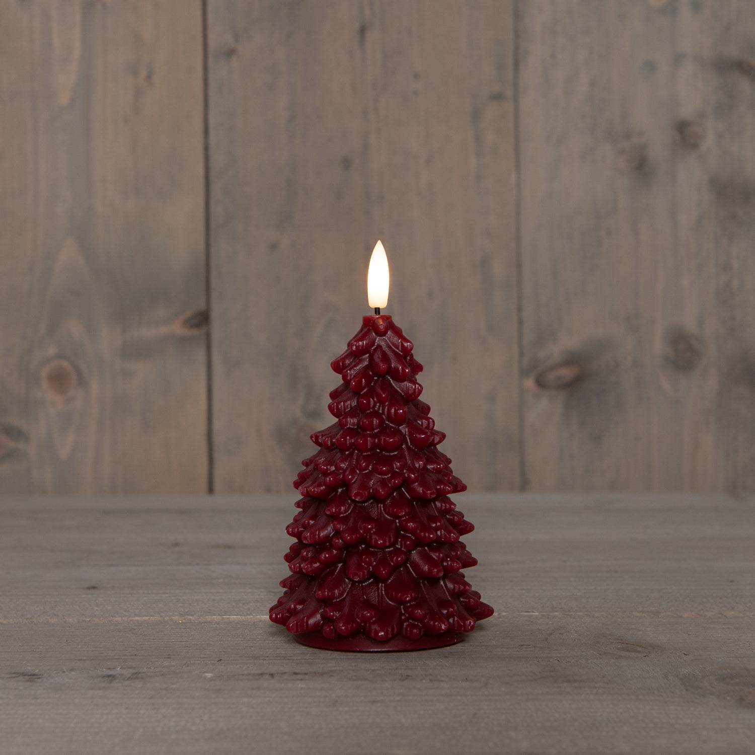 Anna's Collection LED stompkaars Tambu kerstboom bordeaux D 9,5 H 15 cm