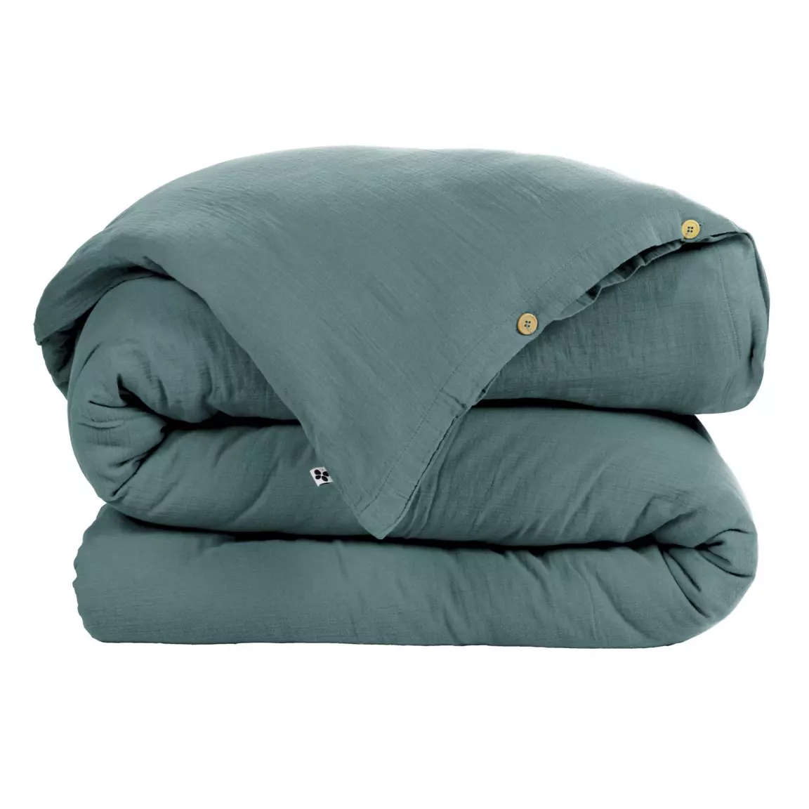 Housse de couette gaze de coton (260 x 240 cm) Gaïa Bleu canard