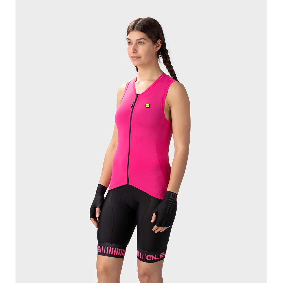 Ale Solid Color Block Fietsshirt Zonder Mouwen Roze Dames
