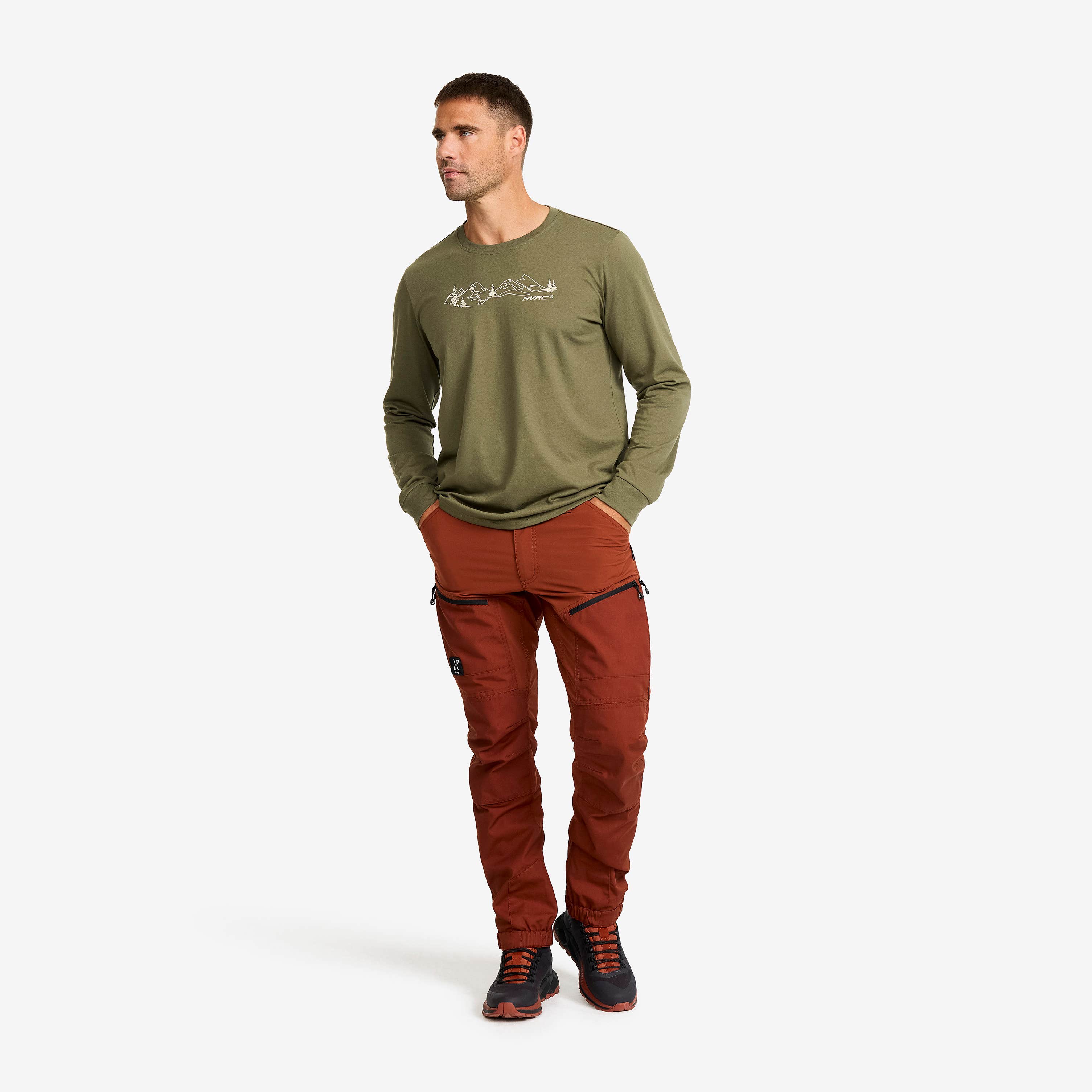 Easy Graphic Landscape Lines Long-sleeved T-shirt Herre Kalamata