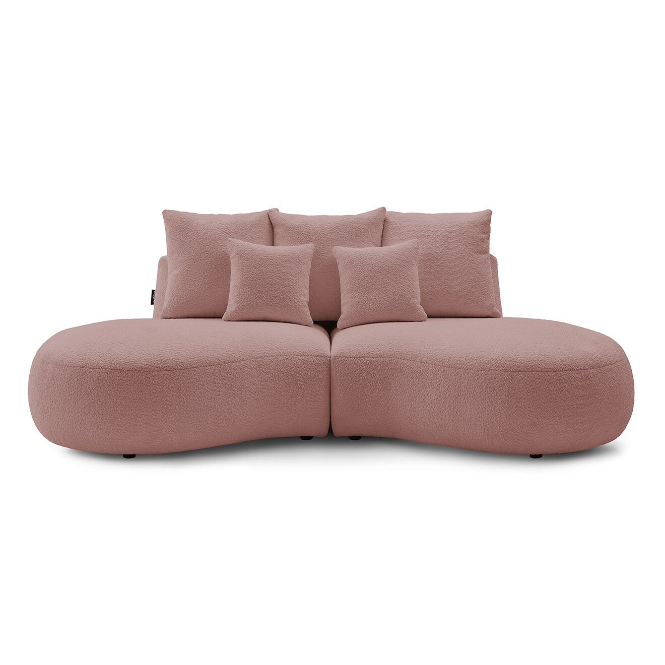 Bobochic Canapé droit fixe 3 places saint-germain tissu bouclette rose - 260x145x92 cm