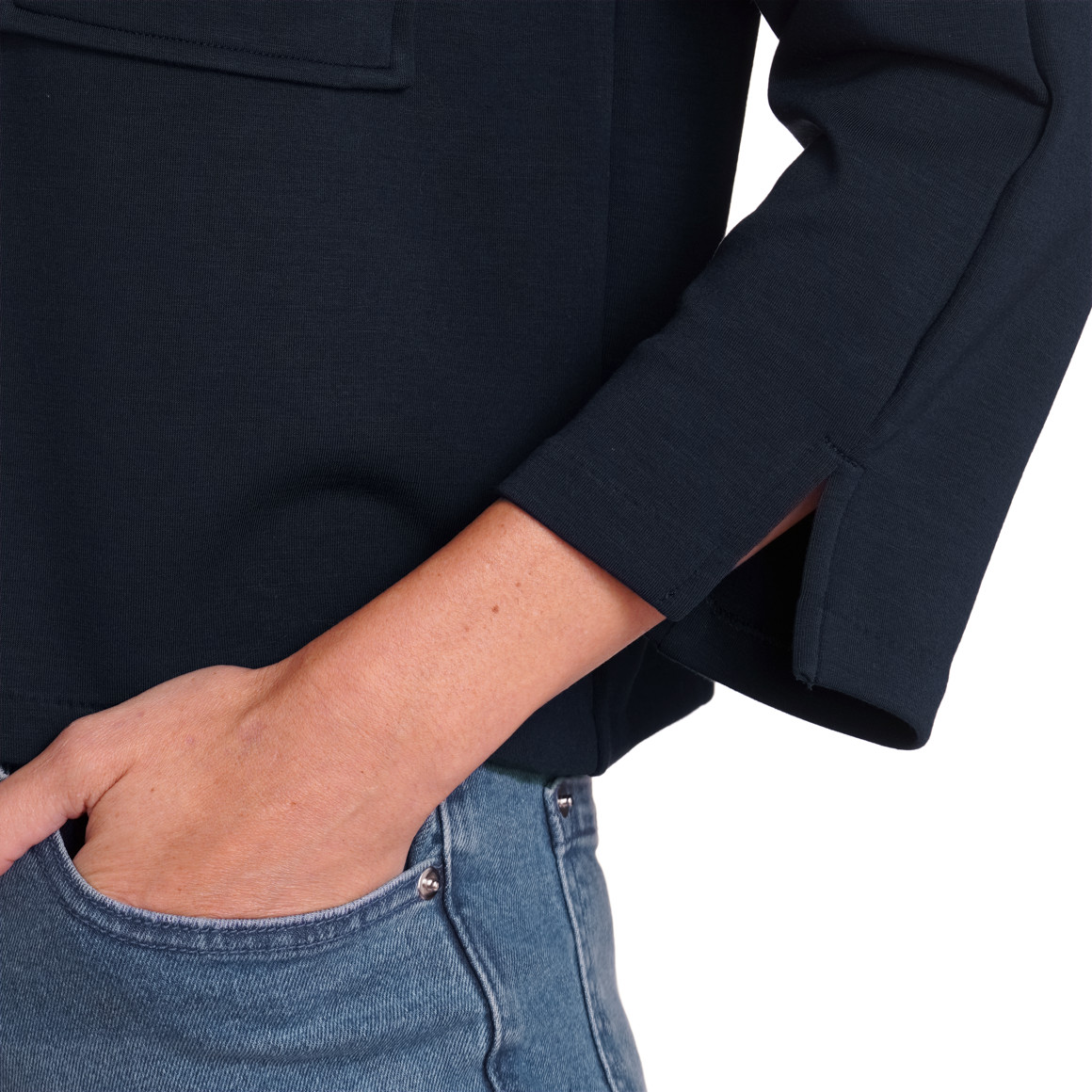 Gina Benott Damen Sweat-Blazer aus Modal-Mix dunkelblau