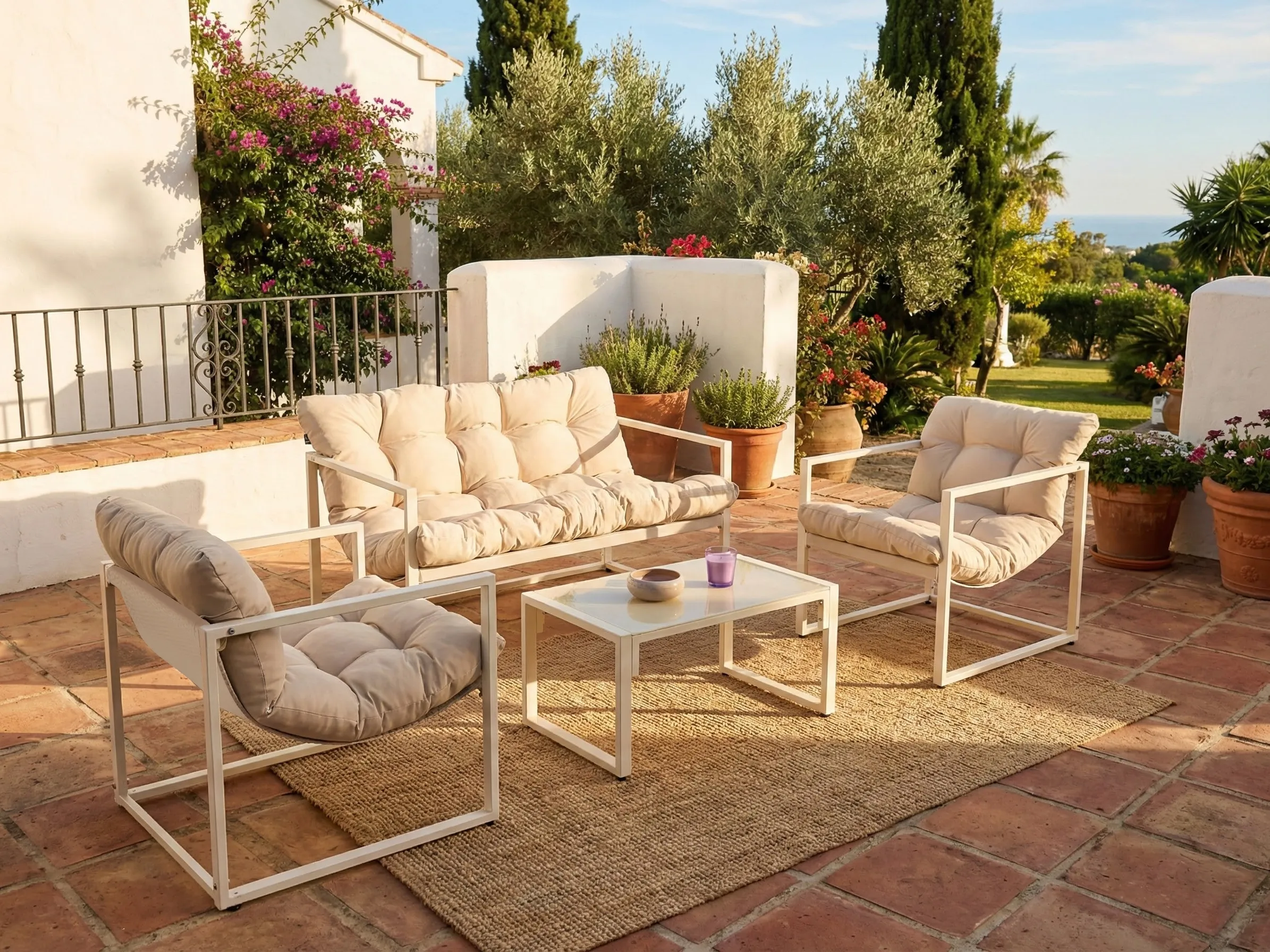 Loungeset met tafel 4-zits GARDA Metaal Beige