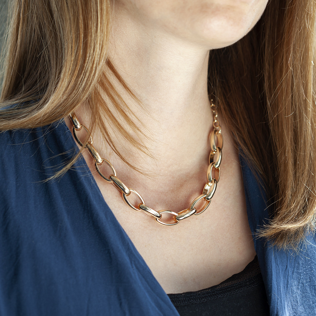 Collier plaqué or maillons ovales 45 cm