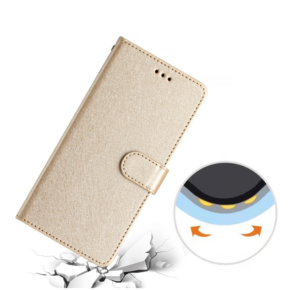 iPhone 15 Pro Leder Tasche Flipcover Wallet mit Kartenfächern - Gold