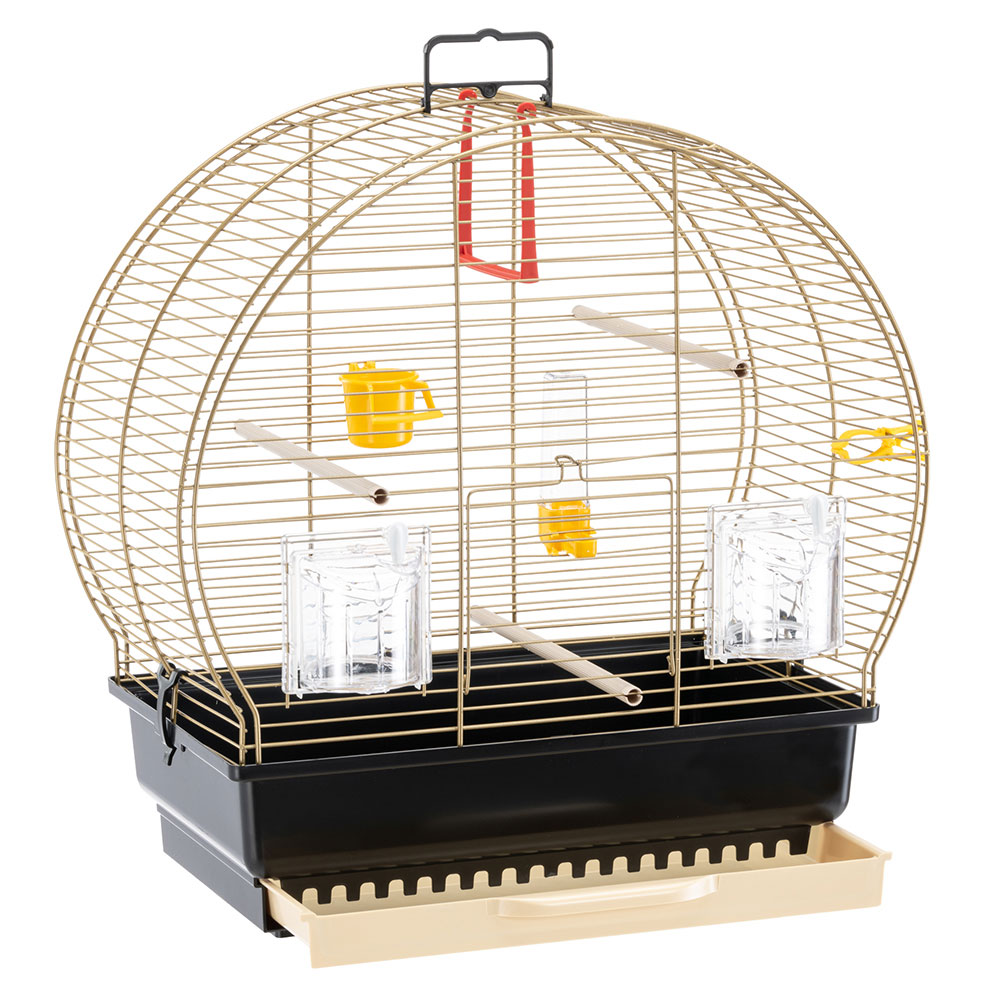 Ferplast cage à oiseaux luna 2 cage pour oiseaux, canaris, perruches ondulées, en métal, accessoires inclus mangeoires rotatives