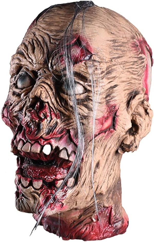 (26x21cm) Latex Halloween Dekoration Party Grusel Accessoire zum Aufhängen - Blutiger Zombie Kopf