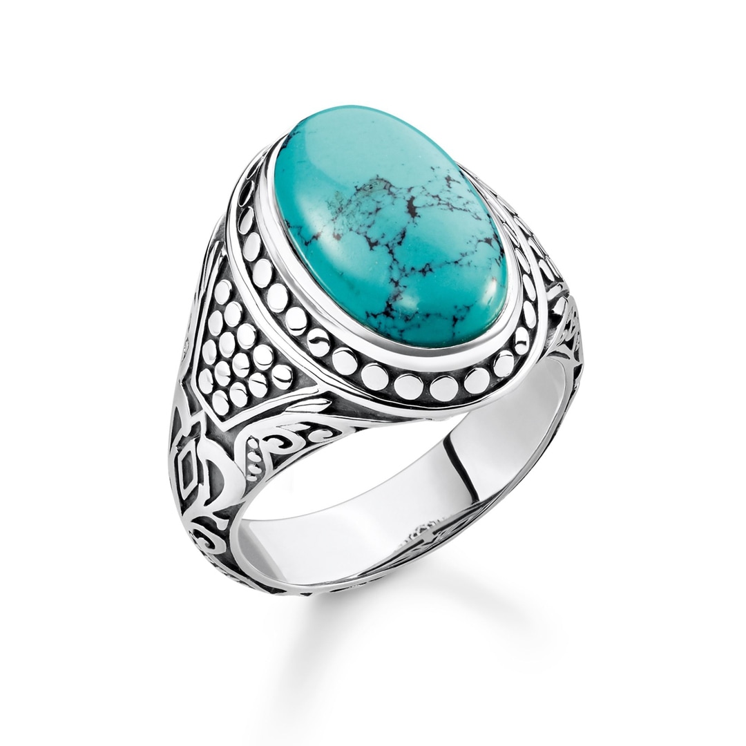 Thomas Sabo Sterling Silver Rebel at Heart Ring Türkis