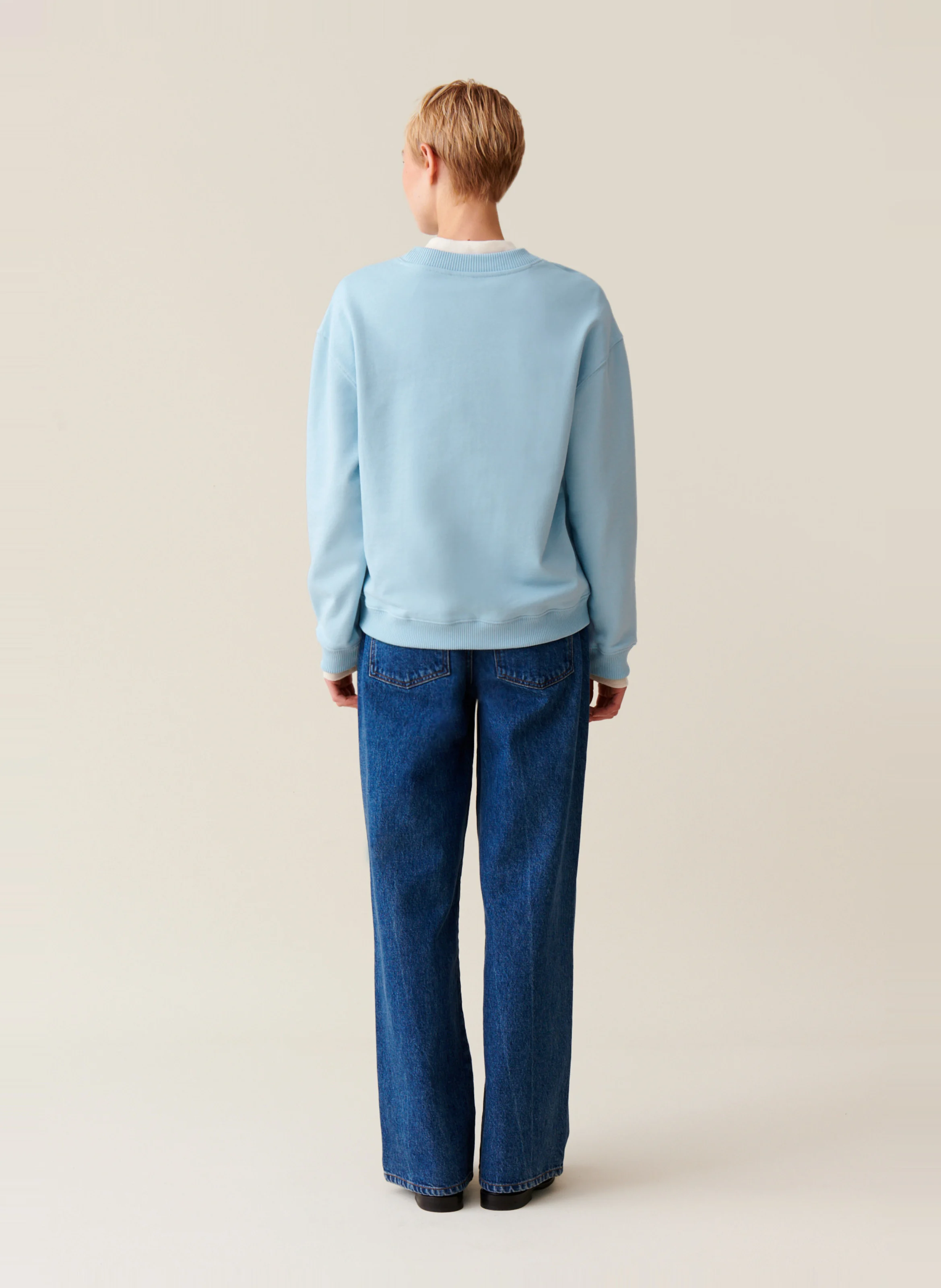 Sweatshirt ample imprimé en coton | Bleu