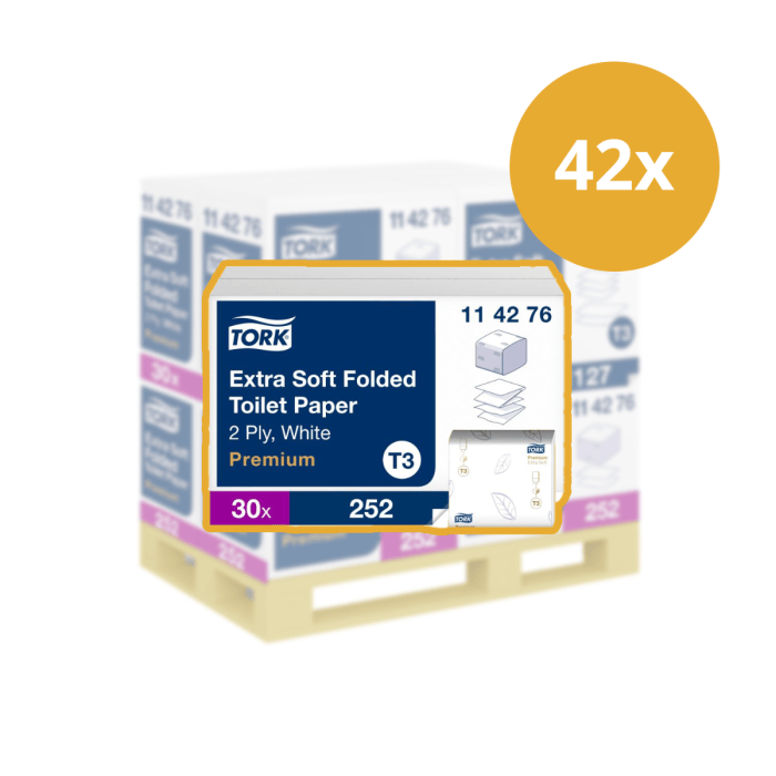 Tork 114276 Premium Toiletpapier Tissue T3 2 Laags Gevouwen Wit 19x11cm Doos a 7560 Vel Pallet Afname (114276P)
