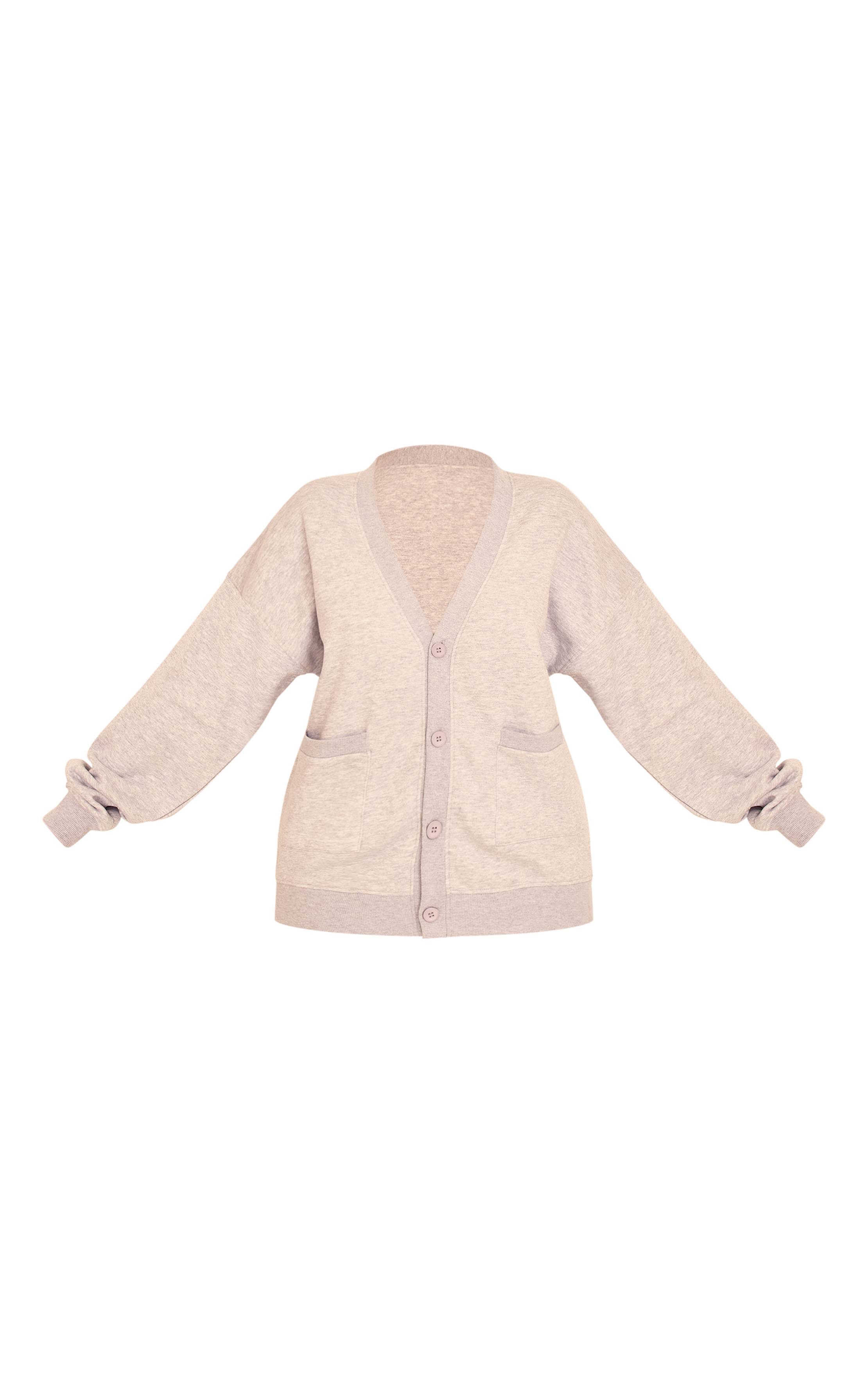 Gris Chiné Cardigan En Molleton Avec Poches Et Boutonnage Devant