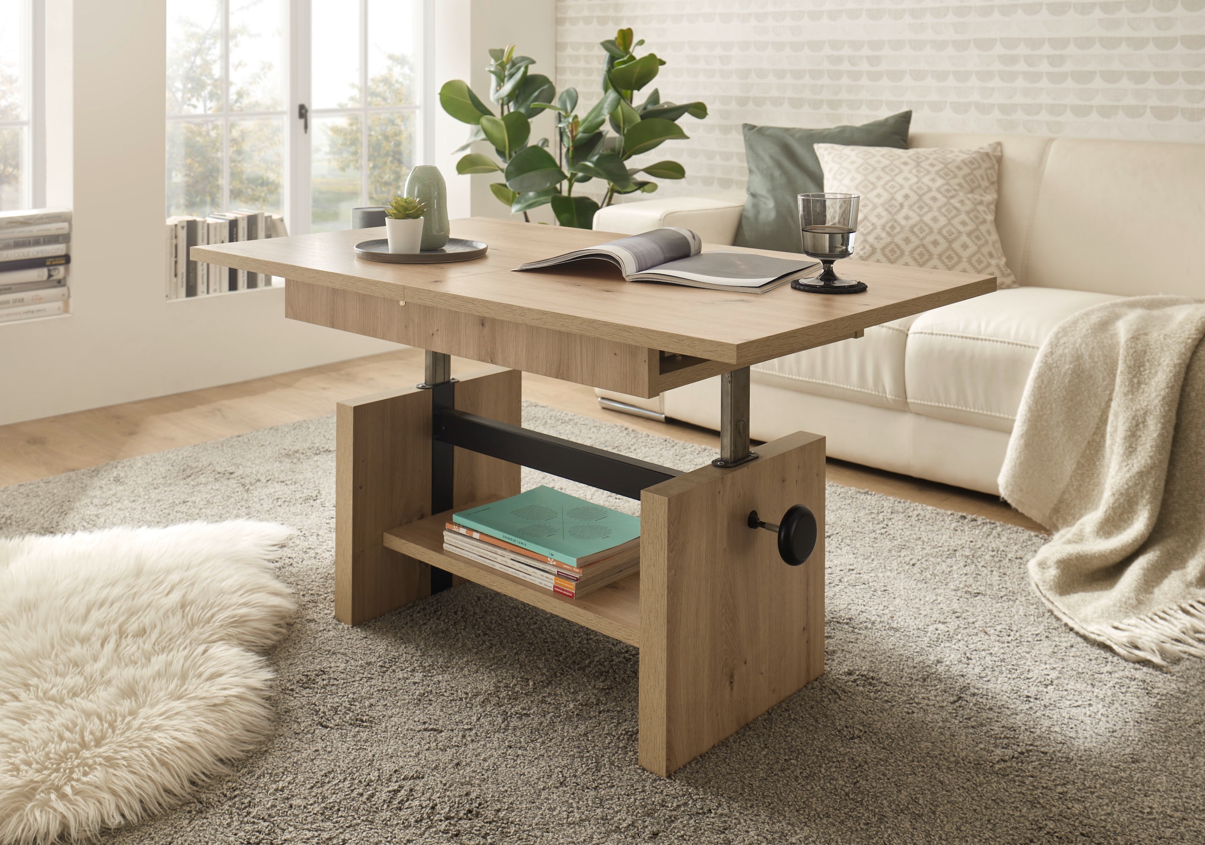 Stolkom Couchtisch »Event höhenverstellbar, ausziehbar, BxHxT 110-150x48-63x65 cm« Höhenverstellbar mit Liftmechanik und ausziehbar in 3 Farbausführungen