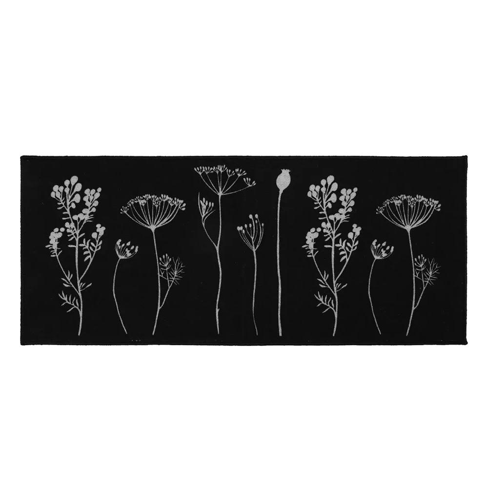 NO MARK Tapis Imprimé Noir Luance 50x120cm Herbier