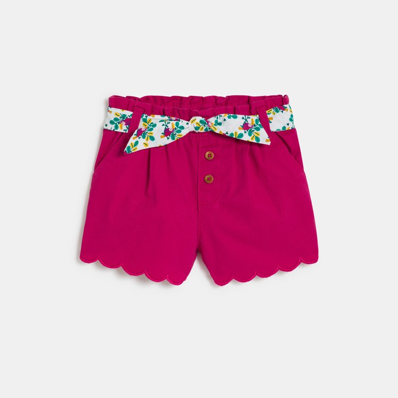 Short festonné à ceinture imprimée rose bébé fille Rose
