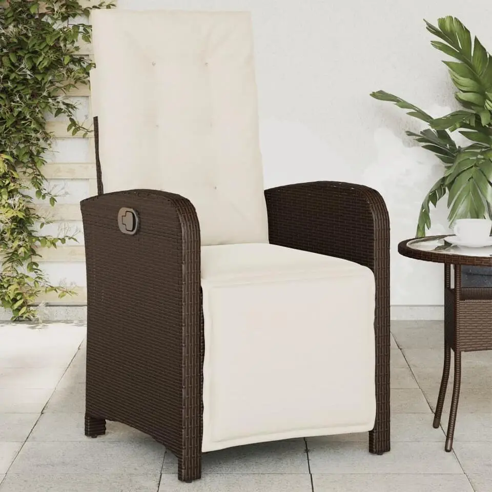 vidaXL - Verstelbare tuinstoelen - Voetensteun - Bruin - Poly rattan - 2 stuks