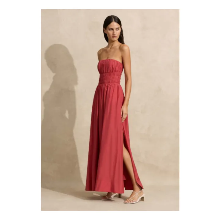 Peony Robe Strapless Maxi | Rouge framboise