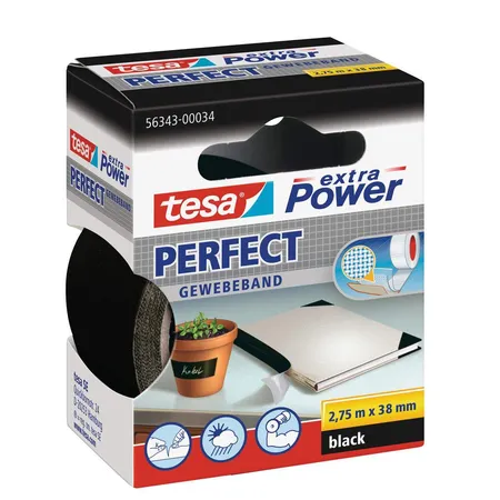 tesa Gewebeband Perfect schwarz 2,75m x 38mm schwarz