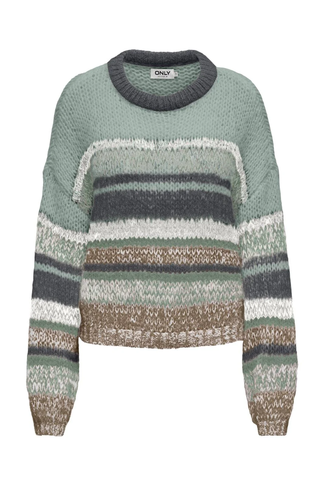 Only Onlalyssa L/S Life O-Neck Cc Knt 4579886 magnet aqua gray cloud dancer hedge green