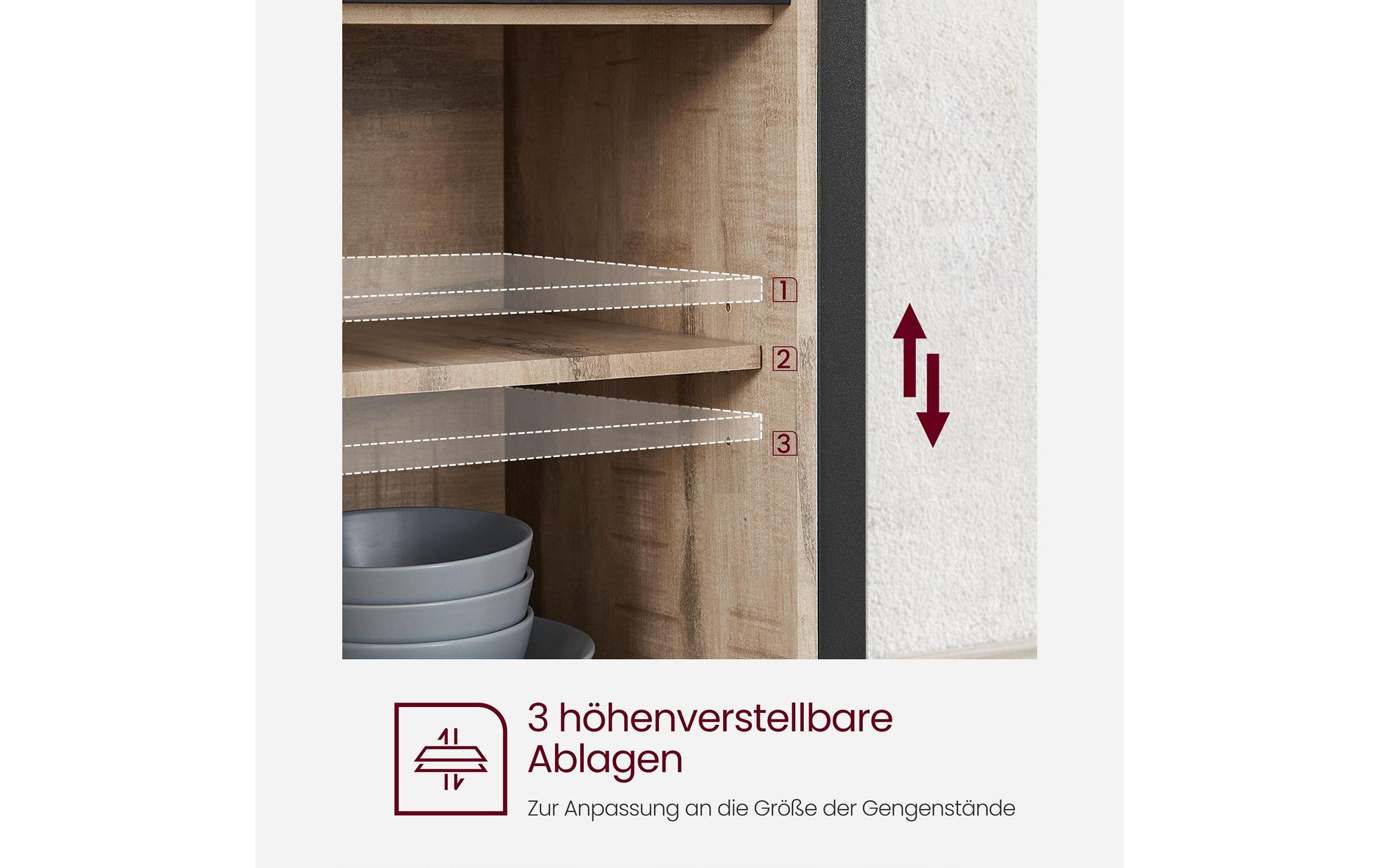 Kommode 100 x 80 cm, Braun/Schwarz<br>Aufbewahrungsschrank mit Schiebetüren