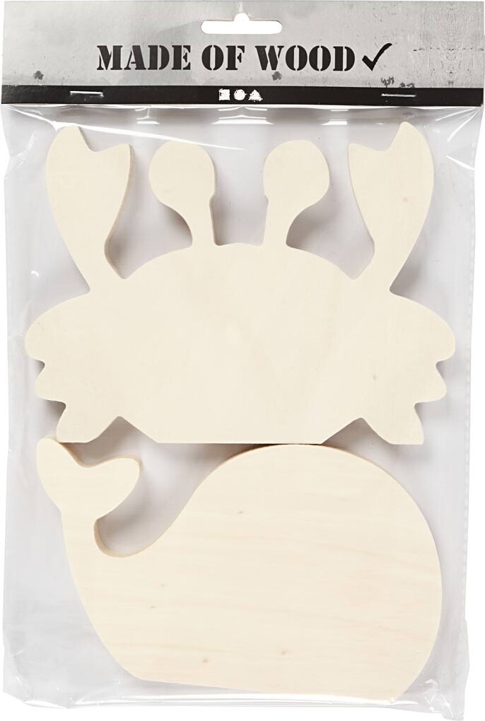 Havdyr-Figurer - Krabbe Og Hval - H 9,5-12 CM - B 16 CM - Tykkelse 1,2 CM - 2 Stk