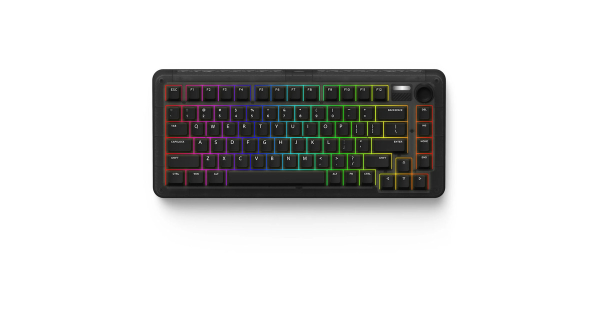 IqunixZX75 Dark Side Wireless Mechanical Keyboard, gaming toetsenbord  (Zwart, US lay-out, Gateron Red, RGB leds, 75%, Hot-swappable, Double-shot PBT, 2.4GHz | Bluetooth 5.1 | USB-C)