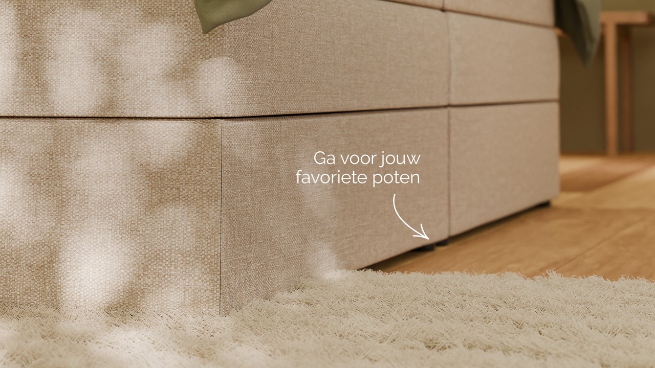 Opbergboxspring Jade - Linen touch beige