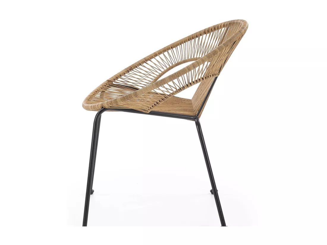 Fauteuil en rotin synthétique avec structure noire en acier HOLIDAYS