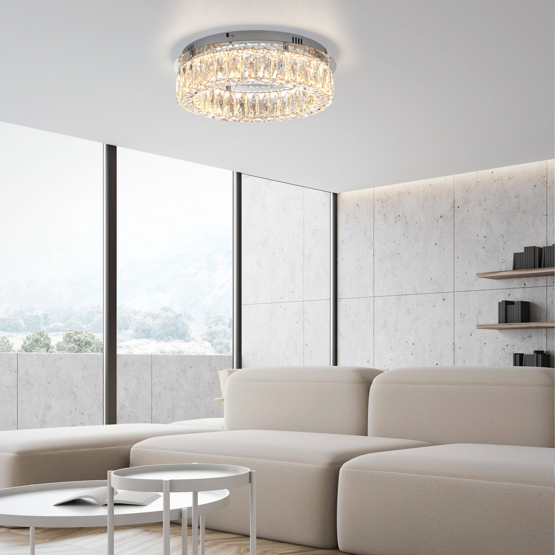 JUST LIGHT LED Deckenlampe KULUNKA 44 cm chromfarbig /Kristall